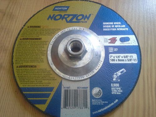 10 norton norzon plus 7 x 1/8 x 5/8&#034;-11 grinding wheel disc dc718hnzpipe type 27 for sale