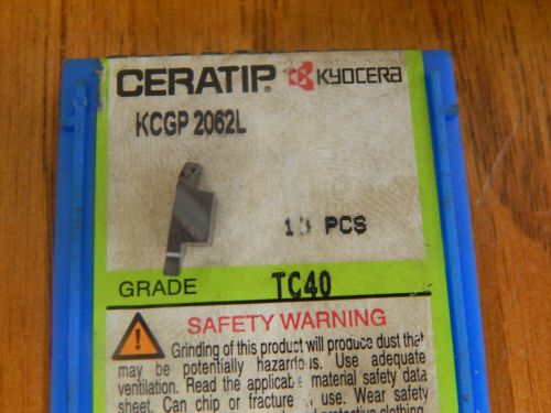 Kyocera Ceratip KCGP 2062L TC-40 Ceramic Insert .062&#034; Wide
