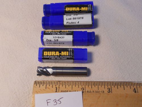 4 new dura-mill roughing carbide endmills 3/8&#034; dia 3/8&#034; sh. 4 fl. coated f35 for sale