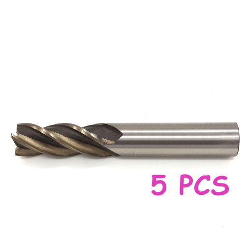 5pc HSS CNC Straight Shank 4 Flute Endmill Milling Cutter  1/4&#034;x1/4&#034;