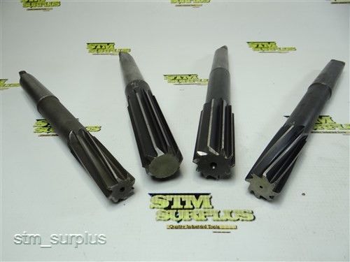 NICE LOT OF 4 HSS REAMERS 15/16&#034; TO 1-1/4&#034; WITH 3MT ARBORS