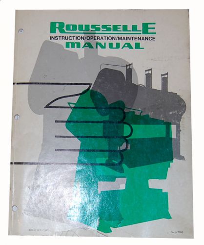 Rousselle Straight Side Punch Press, Instructions Operations and parts Manual