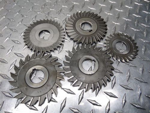 5 piece lot of 3&#034; &amp; 4&#034; saw blades cutters w/ 1&#034; arbor for sale