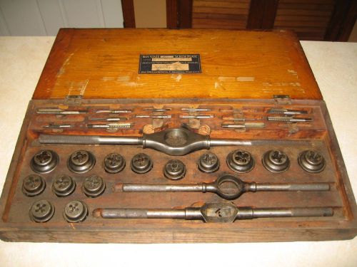 Vintage bay state tap &amp; die set huge wooden box measures 18 x 27 inches 30 lbs for sale