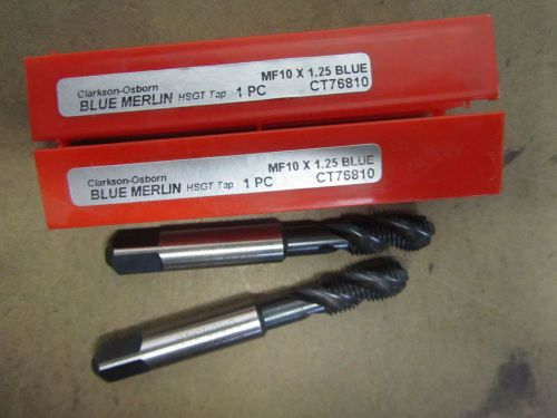 2 new clarkson-osborn blue merlin m10 x 1.25 metric spiral fluted taps ct76810 for sale