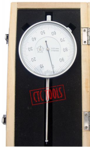 Dial indicator gauge gage 0.01mm - long travel 50mm - measuring setup tool #h06 for sale