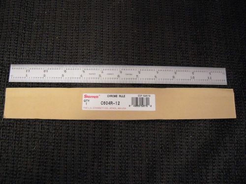 Starrett c604r-12 satin chrome finish scale spring-tempered 12 inch for sale