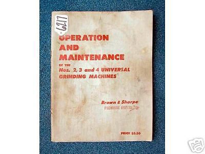 Brown &amp; sharpe operation maint manual grinding no 2,3,4 (18013) for sale