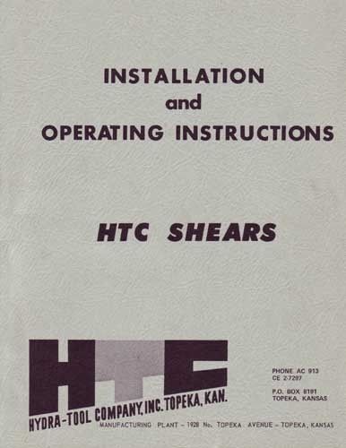Hydra tool company htc 1/4 to 3/4 inch shears manual for sale