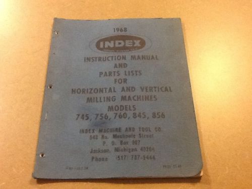 Wells-Index Vertical Mill Manual Parts List Milling Machine 745 756 760 845 856