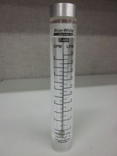 Blue white f-400 rod guided float gpm-lpm acrylic flowmeter - ships free! for sale