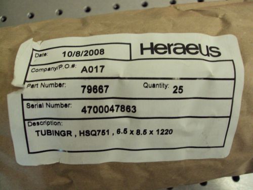 HERAEUS HSQ751 FUSED QUARTZ TUBING 6.5mm X 8.5mm x 1220mm (4&#039;) 6 BUNDLES OF 25