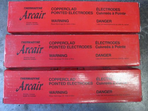 LOT OF 3 THERMADYNE ARCAIR 22-043-003 COPPERCLAD POINTED ELECTRODES 1/4&#034; x 12&#034;