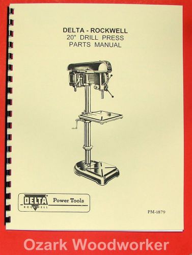 Rockwell-delta 20&#034; drill press operators parts manual 0641 for sale