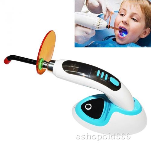 Blue Wireless Cordless LED Dental Curing Light Lamp1800MW With Teeth Whitening