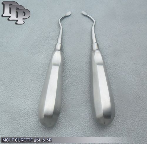2 Molt Bone Curette # 5L &amp; 6R Dental Instruments Hand Tools