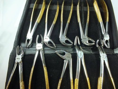 Molors Roots Forceps Set Golden Anatomical ADDLER German Stainless