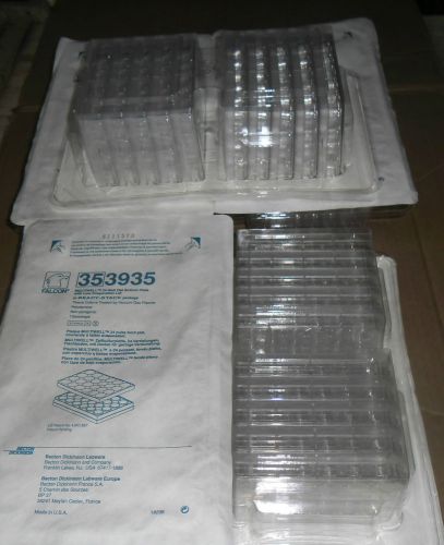 50 becton dickinson falcon 353935 24-well flat bottom plate 5 packs of 10 for sale