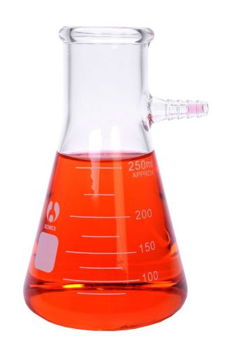 250 ml lab glass filtering flask w side arm filter new for sale