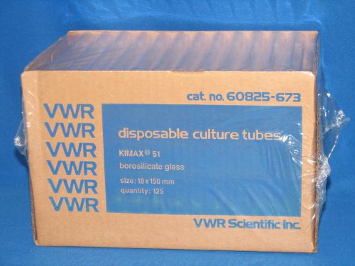 New Disposable Culture Tubes VWR Cat # 60825-673 18mm x 150mm Qty 125