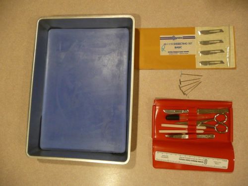 Dissection tray pan and Dissecting Kit  GUC!  16 pieces tools Homeschool