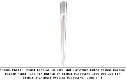 Vwr signature extra volume aerosol filter pipet tips for matrix or: 1159-965-306 for sale