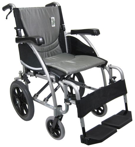 Light 16&#034; Karman Ergonomic Transporter Wheel Chair S-115WB Portable Wire Brake