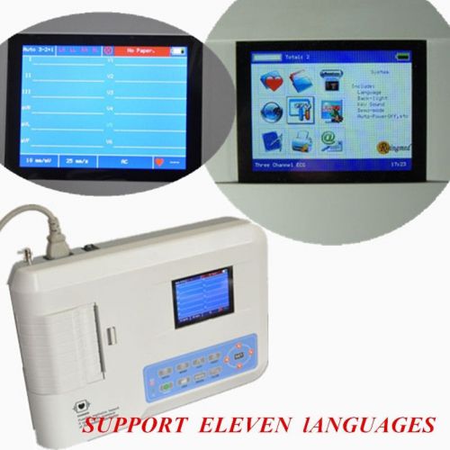 New 3-channel 12 lead color electrocardiograph  ecg ekg machine 11 languages for sale