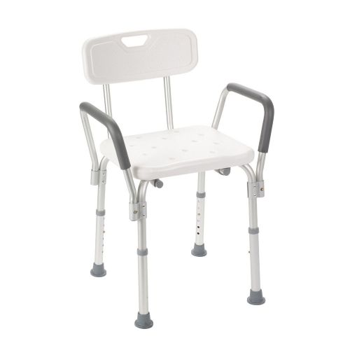 Drive Medical 12445-1 Bath Bench with Padded Arms, White