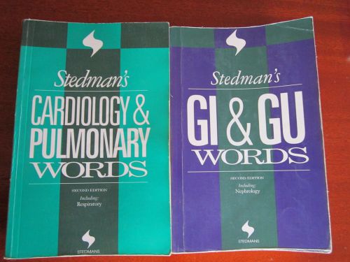 Medical Transcription Word Books, bundle of 2 Stedman&#039;s, Cardiology/Pulmo, GI/GU