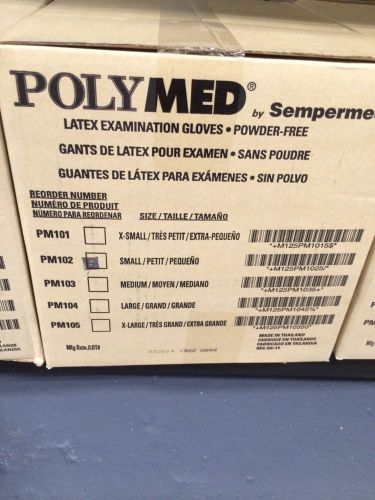 Polymed by sempermed latex powder free exam gloves small 1000 count / case for sale