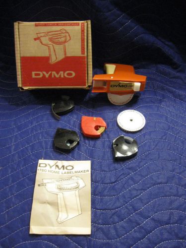 Vintage DYMO Home Label Maker Model 1780 Orange w/ Box, 4 tapes &amp; instructions