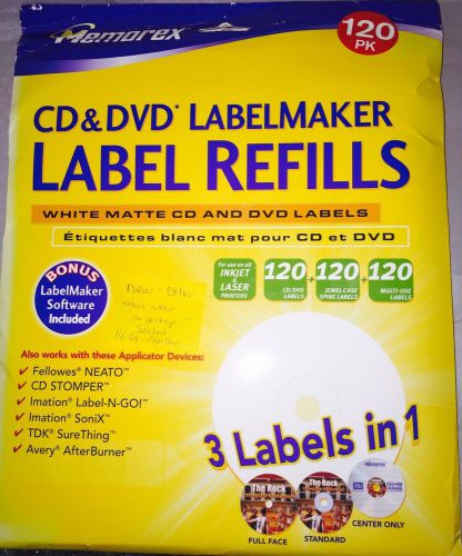 Memorex CD&amp;DVD LabelMaker Label Refills 120PK White Matte Software included