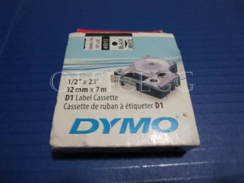 Dymo 45013 Label Machine Tape, 1/2 In, Black on White