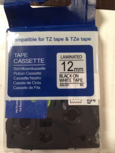 Compatible brother p-touch tz-231 tze-231 12mm 1/2&#034; label-tape black ink 26.2 ft for sale