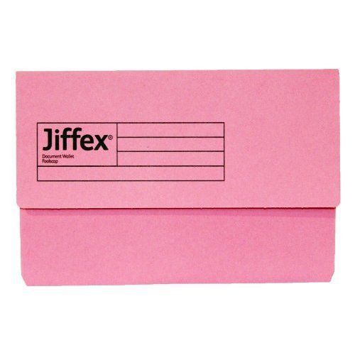 Rexel Jiffex Document Wallets 500 Sheet Capacity Foolscap Pink (50 Pack)