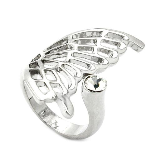 RING BUTTERFLY WING GLASS CRYSTAL RHODIUM PLATED 01218-56 - Buy 1 Get 1 Free