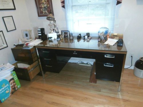 vintage classic steelmaster 2-pedestal office desk