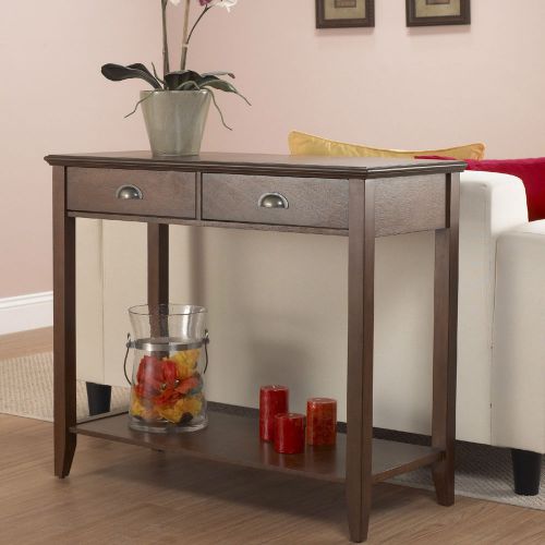 Coffee Side Table Console  Modern Espresso Wood ACCENT w STORAGE ENTRYWAY Foyer