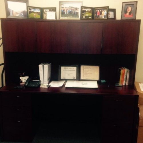 72&#034; Hon Cherry Office Credenza Desk &amp; Table Hutch Amazing Deal