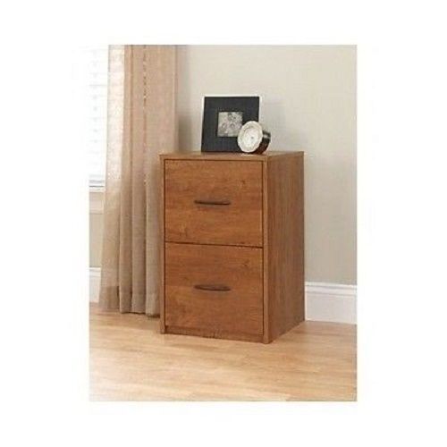 Home Office Storage Wood File Cabinet 2 Drawer Grain Tan Filing Furniture Wooden