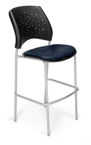 OFM Stars and Moon Cafe Height Chair Silver Vinyl Navy