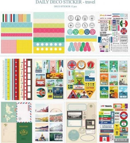Travel stationery scrapbooking diary calendar accessory deco label sticker 12pcs for sale