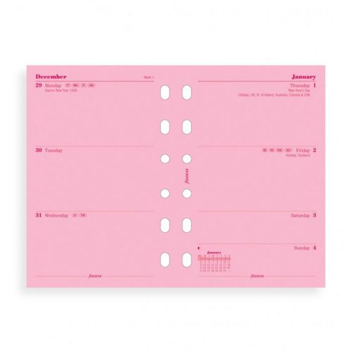 Filofax 2015 pocket week on two pages diary in pink refill insert 6827815 for sale