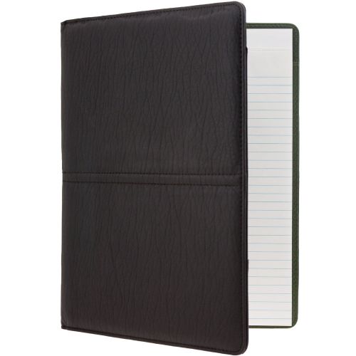 Buxton brown leather writing professional pad folio interior pockets 8&#034;x11&#034; pad for sale