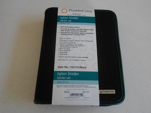 Frankine covey compack black nylon binder starter set 6.5&#034; x 8.25&#034; original for sale
