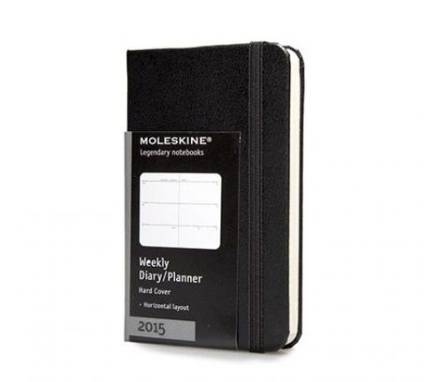 MOLESKINE 2015 WEEKLY DIARY PLANNER BLACK HARDCOVER COVER - MINI - Two Colours