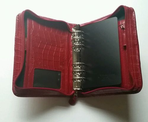 Franklin Covey Classic Planner Deep Red Embossed Mint Condition