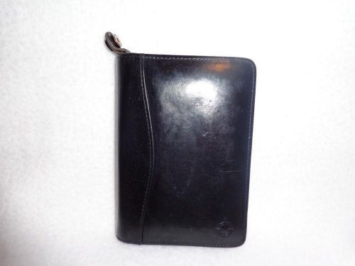 Franklin covey usa soft &amp; shiny black leather device zippered wallet planner for sale