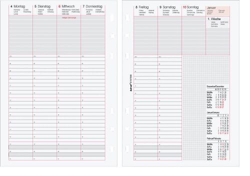 BIND SYSTEM Kalendereinlage 2015 B2508 Kalender 1 Woche = 2 Seiten Timer Einlage